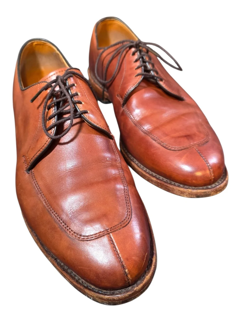Allen Edmonds Delray Split Toe Derby Chili Leather 8.5 3E Wide Dress Shoes USA